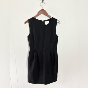 Kate Spade black crewneck sheath dress zipper back gold size 8 career cocktail